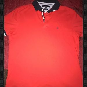 Men's Polo Red TOMMY HILFIGER Logo. Custom Fit.